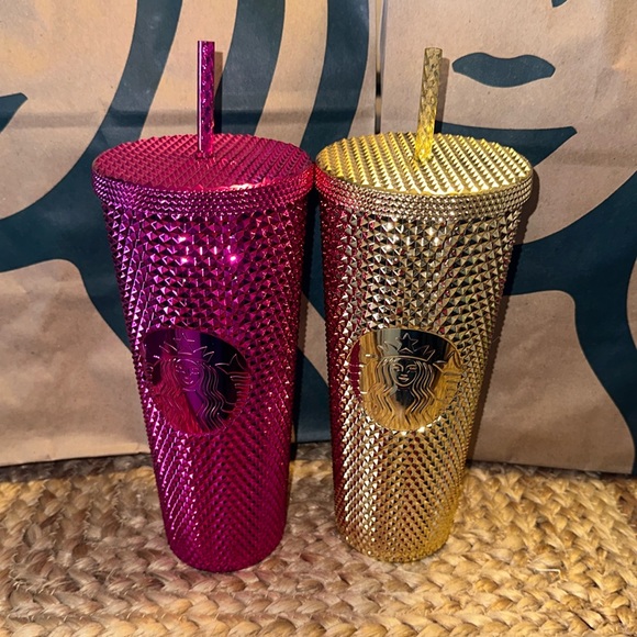 Starbucks Other - STARBUCKS 2022 HOLIDAY ED. SANGRIA & GOLD BLING STUDDED TUMBER SET NWT